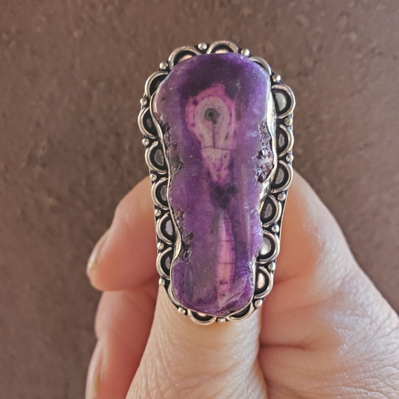 New Unique Purple Solar Quartz 925 Silver Ring. - Picture 11 of 16